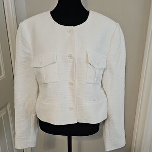 Ann Taylor Off White Textured Blazer